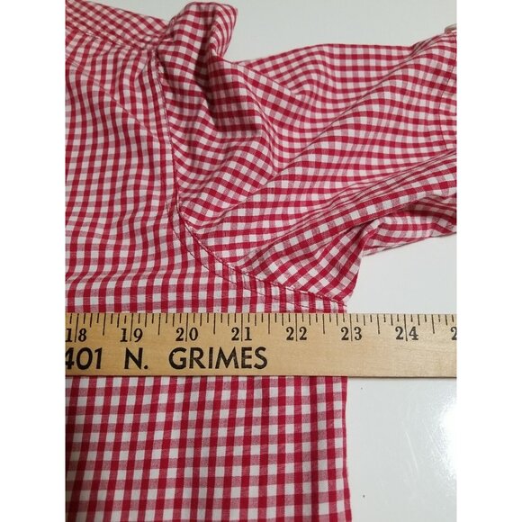 Bobbie Brooks Vintage Faux 2 Piece Red Top Size 14W Embroidered Beads Gingham Tw - Picture 9 of 13